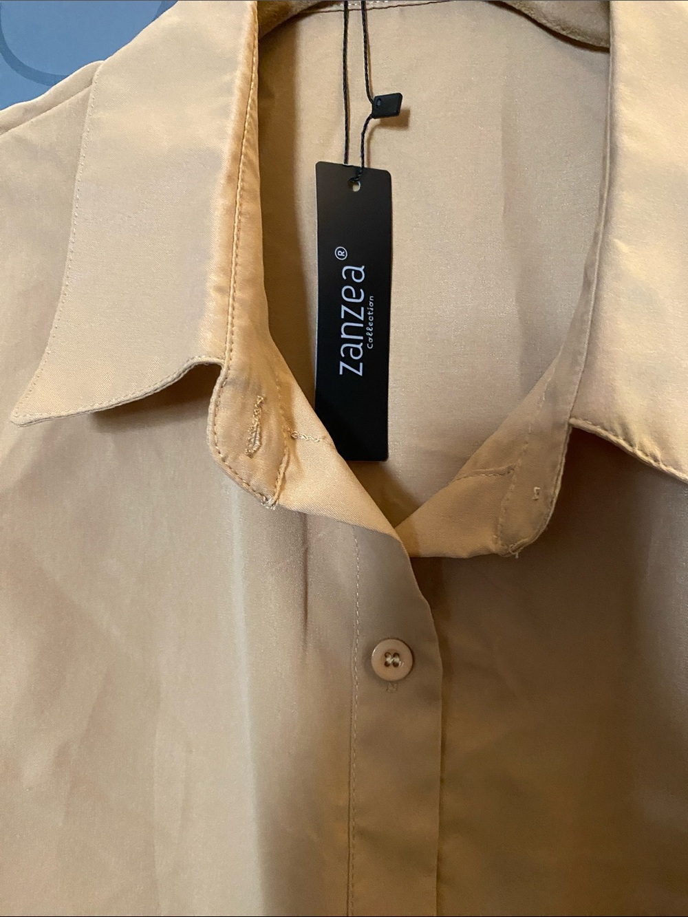 NWT, Zanzea Light Beige Button-Down Blouse